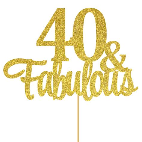 Buy SVM CRAFT® Gold Glitter 40 Fabulous Cake Topper - 40 Anniversary/Birthday Cake Topper Party ...