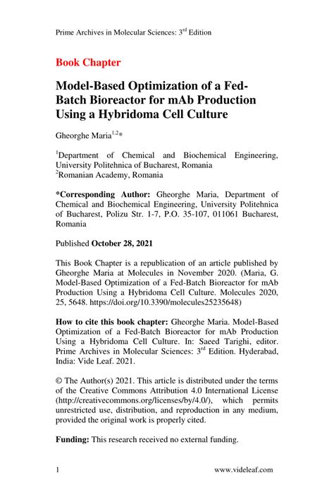 (PDF) Model-Based Optimization of a Fed-Batch Bioreactor for mAb ...