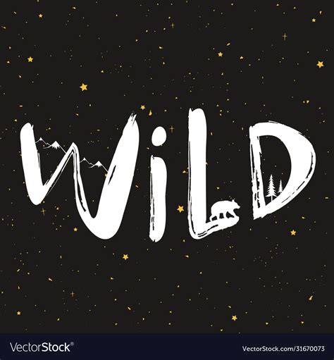 With lettering word - wild Royalty Free Vector Image