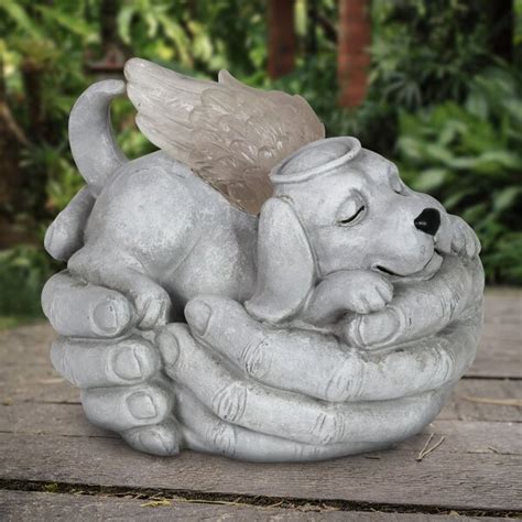 Trinx Aston Solar Cradled Angel Dog Memorial Garden Statue & Reviews | Wayfair