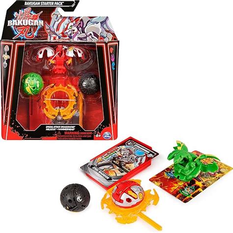 BAKUGAN Starter 3-Pack, Special Attack Dragonoid, Nillious, Hammerhead Customizable Spinning ...