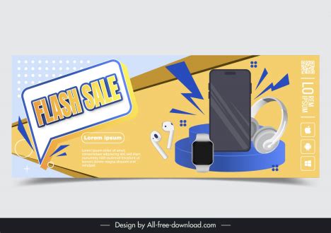 Mobile shop banner template dynamic design modern devices vectors stock in format for free ...