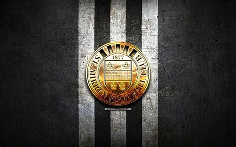 St Mirren FC, golden logo, Scottish Premiership, black metal background, football, HD wallpaper ...