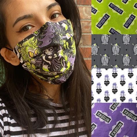 Beetlejuice cotton face mask double layer filter pocket | Etsy