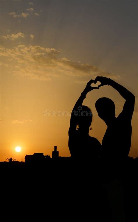 Silhouette of a Couple Making Heart Shape Stock Photo - Image of person, female: 72766452