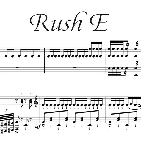 Rush E Sheet Music Full Piano Arrangement PDF Instant Digital Download for Piano Players - Etsy