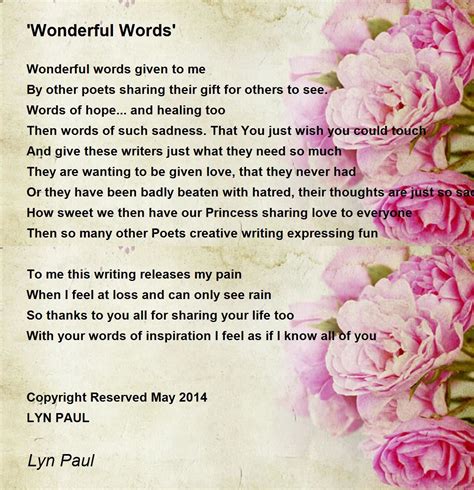 'Wonderful Words' - 'Wonderful Words' Poem by Lyn Paul