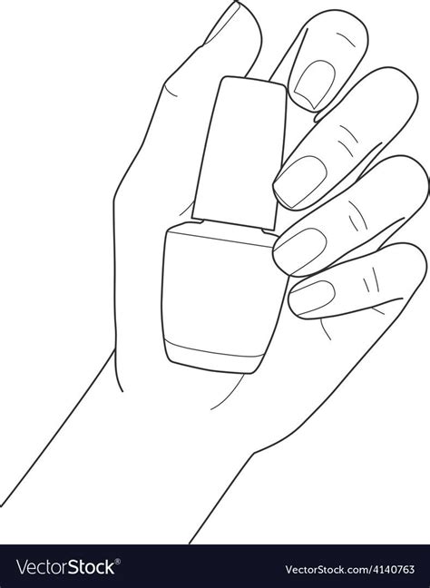 Female hand with manicure holding nail polish, vector image. Download a Free Preview or High ...