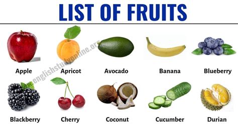 List of Fruits: 378 Delicious Fruit Names Around the World - English Study Online