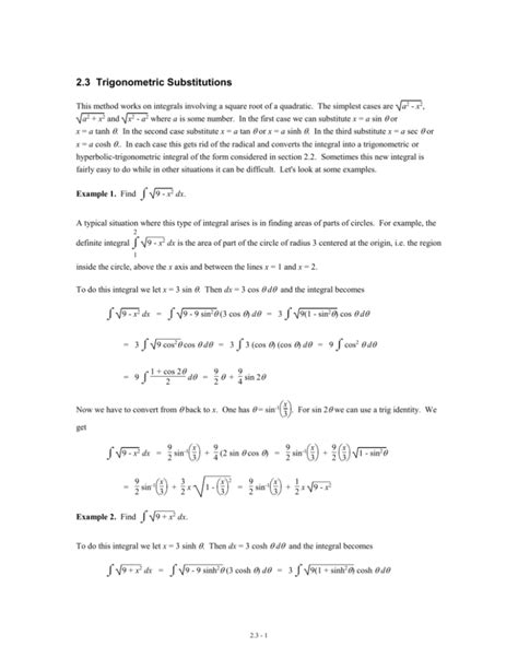 Trigonometric Substitutions