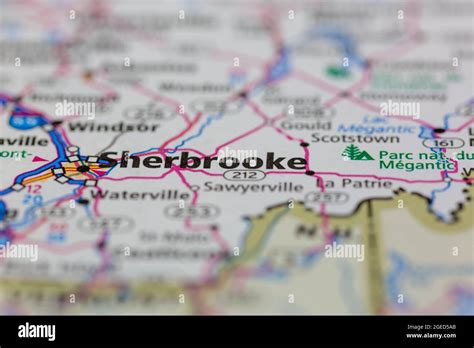 Sherbrooke Quebec Canada shown on a road map or Geography map Stock Photo - Alamy