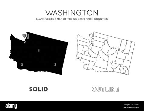 Washington map. Blank vector map of the Us State with counties. Borders of Washington for your ...