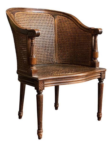 Vintage Caned Barrel Back Chair on Chairish.com | Rustic dining furniture, French classical ...