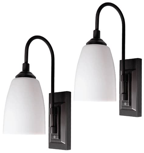 Westek Battery Operated Wall Sconces – 2 Pack, Matte Black Finish – Easy Wireless Installation ...