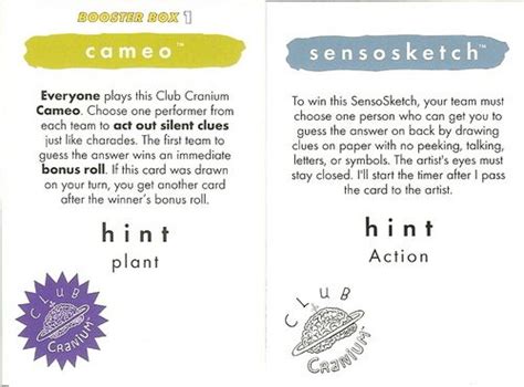 cards from cranium | Card games, Printable cards, Cranium