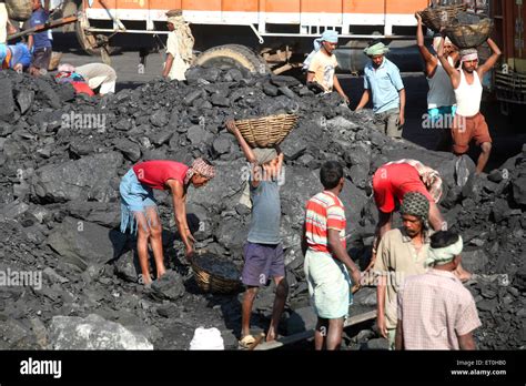 Workers working in Coal mine in Jharkhand ; India Stock Photo - Alamy