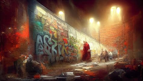 Premium Photo | Brick wall with graffiti old red brick factory