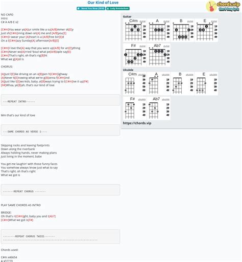 Chord: Our Kind of Love - tab, song lyric, sheet, guitar, ukulele | chords.vip