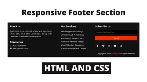 Create Responsive Footer using HTML and CSS