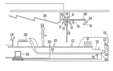 US20090280916A1-20091112-D00000.png (3139×1979) | Bowling alley, Bowling, Floor plans