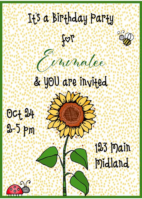 SUNFLOWER INVITATION With Pretty Sunflower Border-matching - Etsy