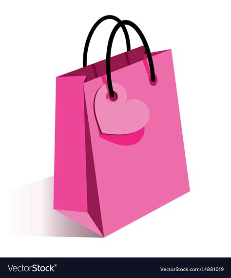 Pink shopping bag with heart Royalty Free Vector Image