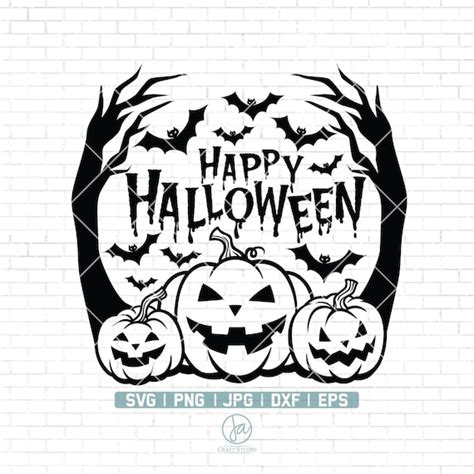 Home & Living Happy Halloween Download Dxf Png Print Eps Silhouette ...