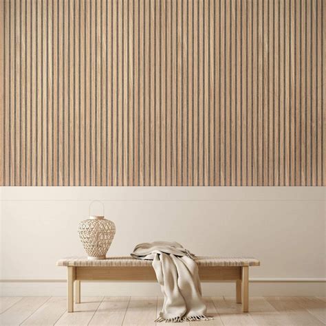 Natural Oak & Grey Felt Slat Wood Wall Panel | Luxury Panels