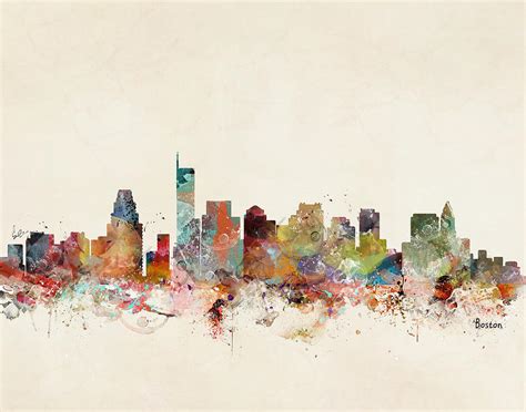 Boston City Skyline Painting by Bri Buckley - Fine Art America