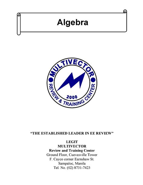 01 - Algebra merged - Bachelor of Science in Electrical Engineering - Studocu