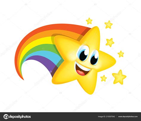 Cartoon Star Rainbow Tail Smile Emoji Mascot Reach Raise Vector — Stock Vector © Vectalex #210307042