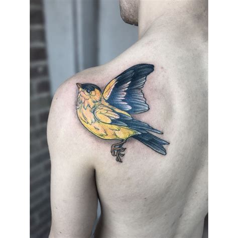 Yellow Finch Tattoo by @quagswag - Tattoogrid.net