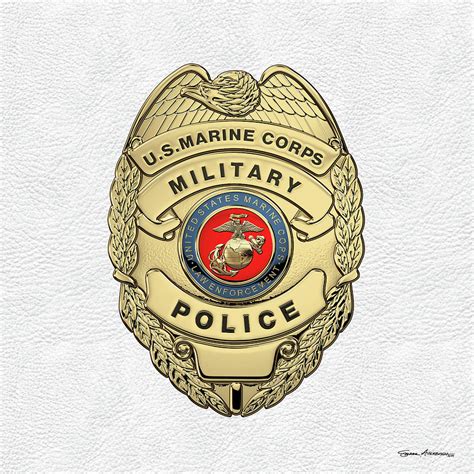 U. S. Marine Corps Military Police - U S M C M P Legacy Badge over White Leather Digital Art by ...