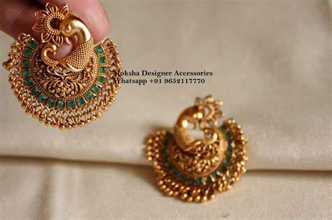 Beautiful chaandbali in one gram gold. Chandbali in peacock design. 19 ...