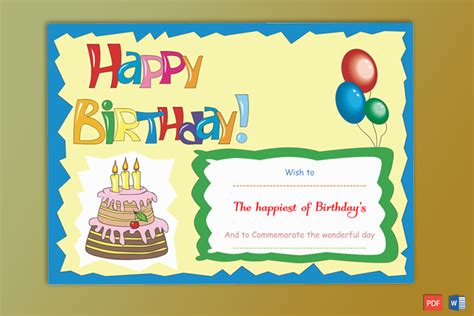 Wonderful Birthday Gift Certificate Template - GCT