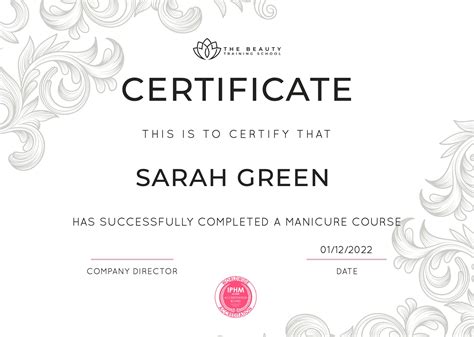 Hard Copy Certificate - The Beauty Training School