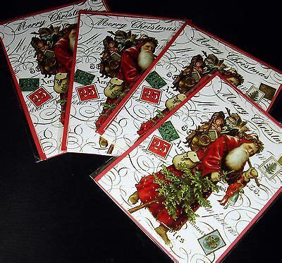 Pooch & Sweetheart Christmas Cards Envelopes Vintage Santa 4 pieces Punch Studio 802126983867 | eBay