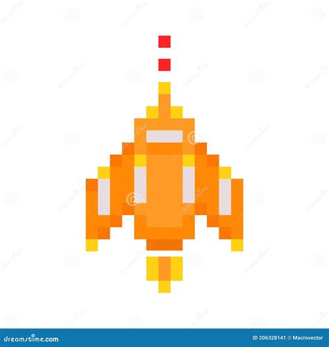 Pixel Spaceship Illustration Stock Vector - Illustration of bullet ...