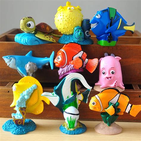 Disney Cartoon Movies Finding Nemo 9pcs/set 3 6cm Clownfish Action Figure Toys Collectible ...