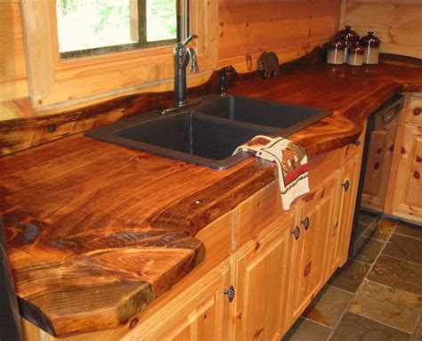 Live Edge Wood countertop in our mountain house -- blue ridge, ga | Wood countertops kitchen ...