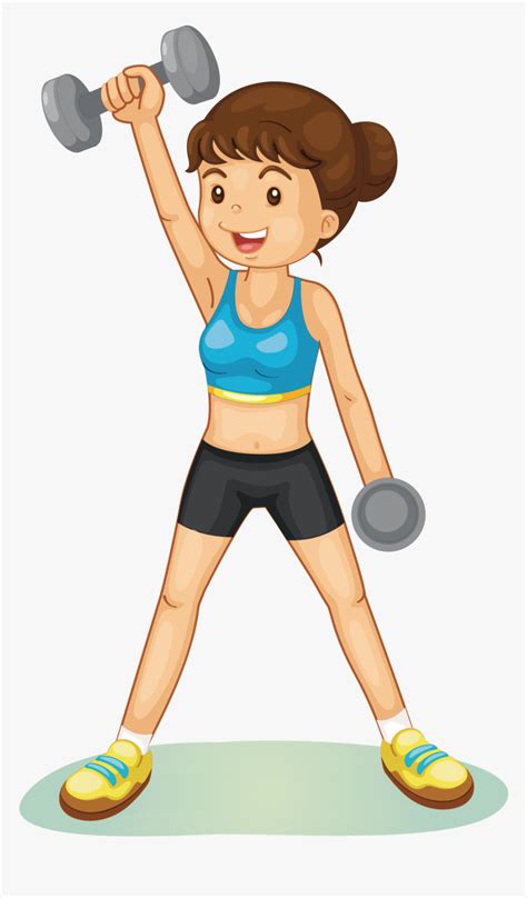 Physical Exercise Fitness Centre Weight Training Clip - Girl Lifting Weights Cartoon, HD Png ...