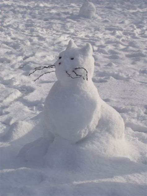 Cat Snowman | Snow sculptures, Cats, Snow fun