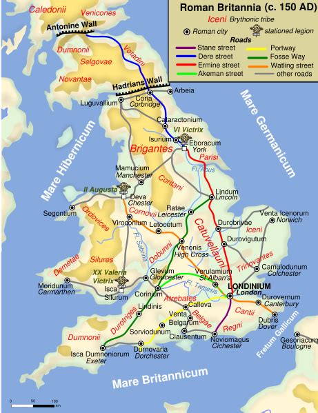 Roman roads | Roman britain, Map of britain, Map of great britain