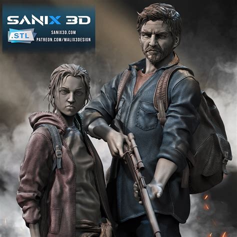 Joel and Ellie Fanart Collectible Miniature, Last of Us Fanart, 3D ...