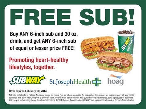 Free Printable Subway Coupons 2017 - Free Printable