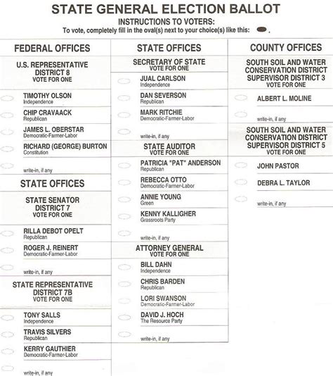 Sample Ballot for Duluth, St. Louis County, Minnesota 2010 General Election - Perfect Duluth Day