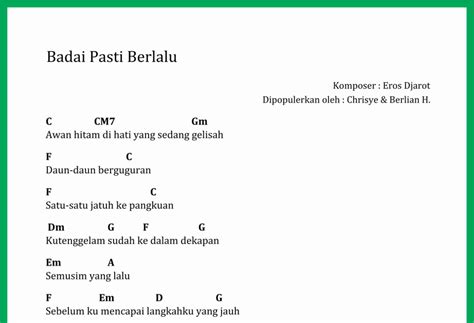 Chord Lagu Badai Pasti Berlalu - SEPUTAR MUSIK