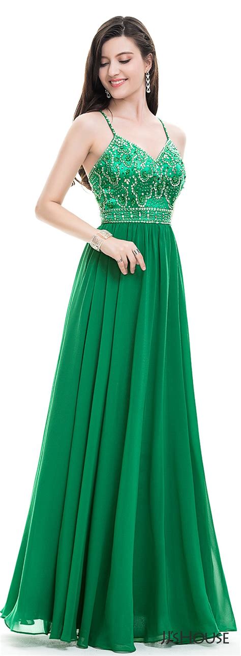 [US$ 147.00] A-Line/Princess V-neck Floor-Length Chiffon Prom Dresses ...