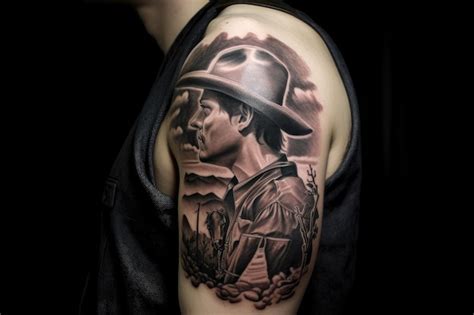 Premium AI Image | Traditional cowboy tattoo with classic font and black ink