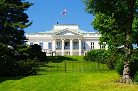 The Belweder Palace Seen from the Royal Baths Park in Warsaw, Poland Editorial Stock Image ...